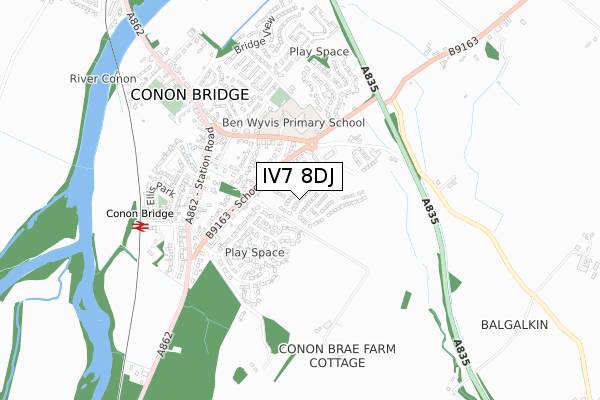 IV7 8DJ map - small scale - OS Open Zoomstack (Ordnance Survey)