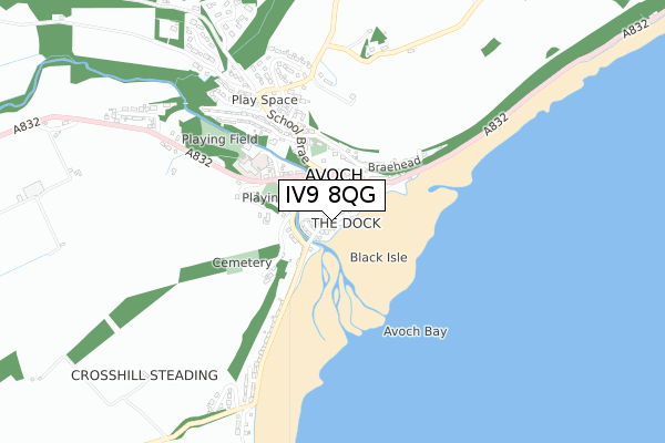 IV9 8QG map - small scale - OS Open Zoomstack (Ordnance Survey)