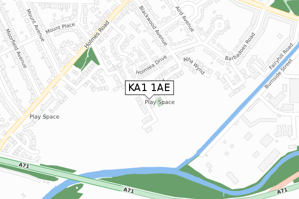 KA1 1AE map - large scale - OS Open Zoomstack (Ordnance Survey)