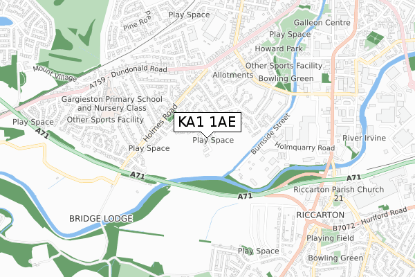 KA1 1AE map - small scale - OS Open Zoomstack (Ordnance Survey)