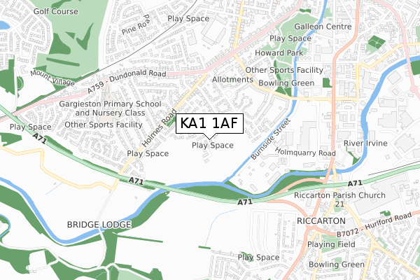 KA1 1AF map - small scale - OS Open Zoomstack (Ordnance Survey)