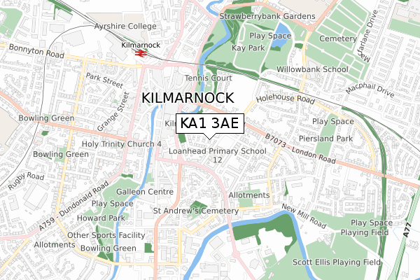 KA1 3AE map - small scale - OS Open Zoomstack (Ordnance Survey)