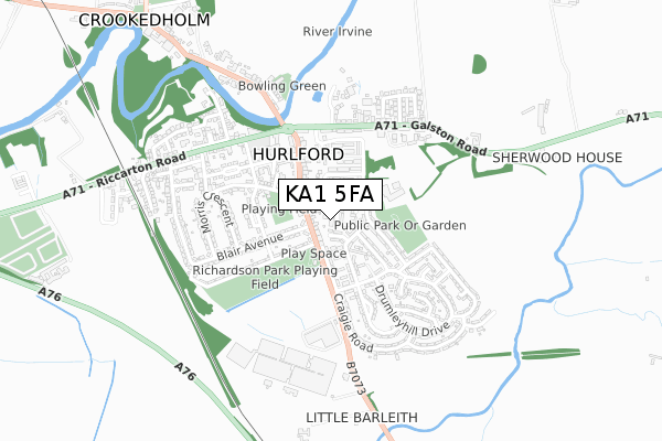 KA1 5FA map - small scale - OS Open Zoomstack (Ordnance Survey)