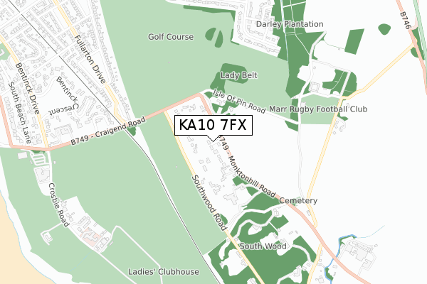 KA10 7FX map - small scale - OS Open Zoomstack (Ordnance Survey)