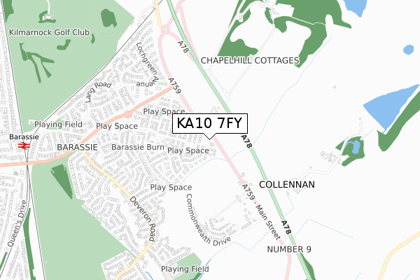 KA10 7FY map - small scale - OS Open Zoomstack (Ordnance Survey)
