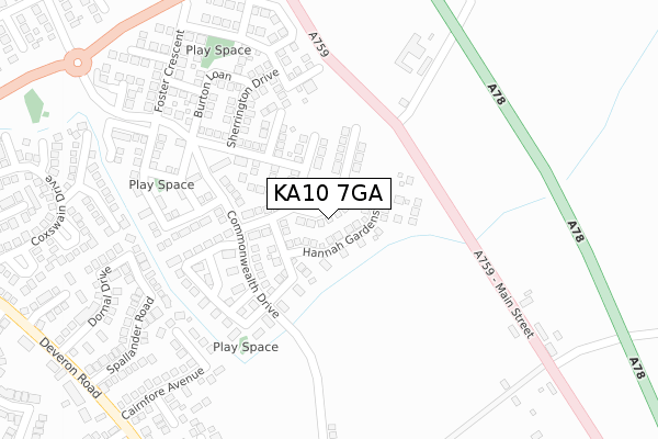 KA10 7GA map - large scale - OS Open Zoomstack (Ordnance Survey)