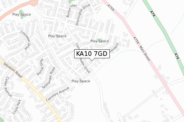 KA10 7GD map - large scale - OS Open Zoomstack (Ordnance Survey)