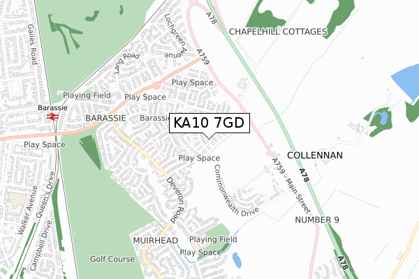 KA10 7GD map - small scale - OS Open Zoomstack (Ordnance Survey)
