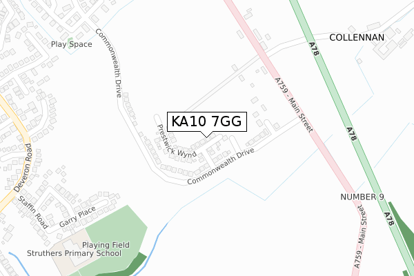 KA10 7GG map - large scale - OS Open Zoomstack (Ordnance Survey)
