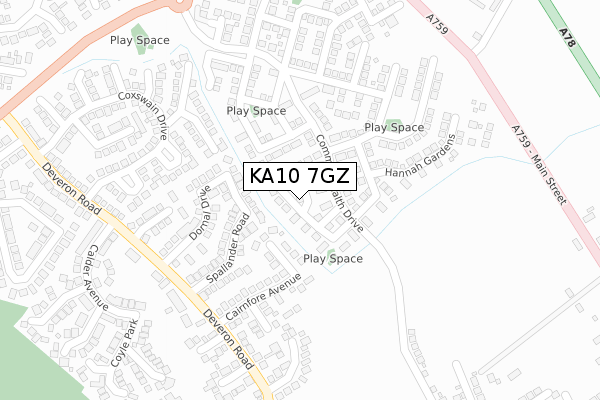 KA10 7GZ map - large scale - OS Open Zoomstack (Ordnance Survey)