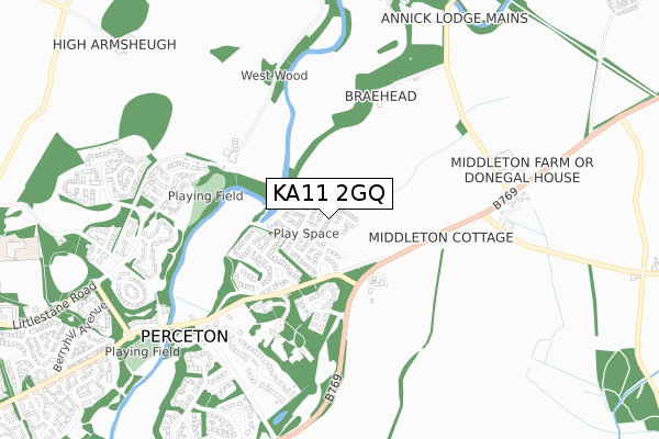 KA11 2GQ map - small scale - OS Open Zoomstack (Ordnance Survey)