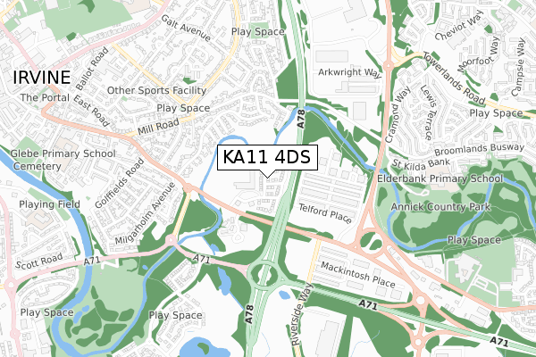 KA11 4DS map - small scale - OS Open Zoomstack (Ordnance Survey) KA11 4DS map - small scale - OS Open Zoomstack (Ordnance Survey)