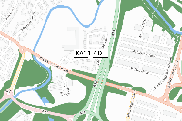 KA11 4DT map - large scale - OS Open Zoomstack (Ordnance Survey) KA11 4DT map - large scale - OS Open Zoomstack (Ordnance Survey)