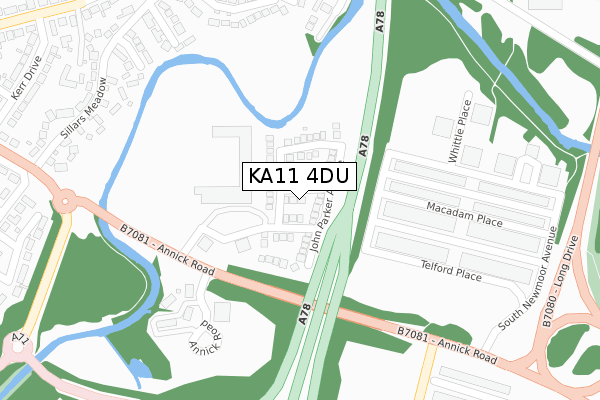 KA11 4DU map - large scale - OS Open Zoomstack (Ordnance Survey)