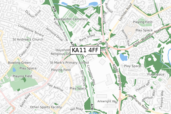 KA11 4FF map - small scale - OS Open Zoomstack (Ordnance Survey)