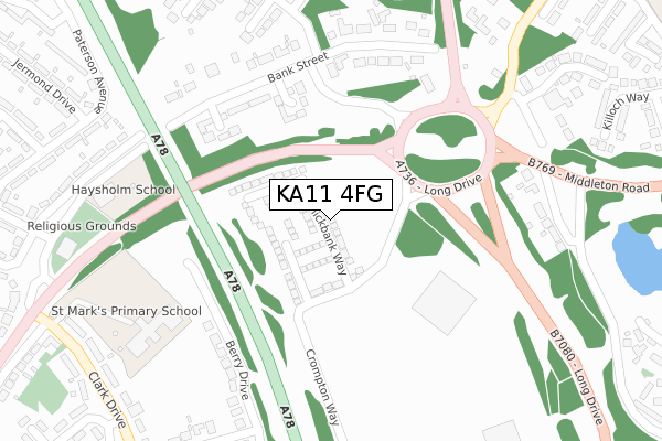 KA11 4FG map - large scale - OS Open Zoomstack (Ordnance Survey)