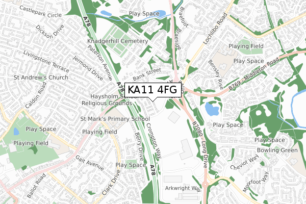 KA11 4FG map - small scale - OS Open Zoomstack (Ordnance Survey)