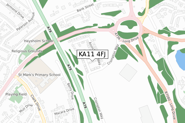 KA11 4FJ map - large scale - OS Open Zoomstack (Ordnance Survey)