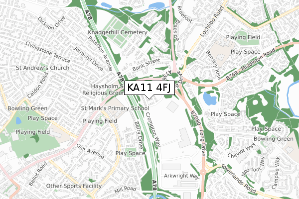 KA11 4FJ map - small scale - OS Open Zoomstack (Ordnance Survey)