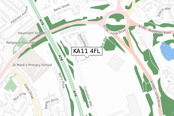 KA11 4FL map - large scale - OS Open Zoomstack (Ordnance Survey) KA11 4FL map - large scale - OS Open Zoomstack (Ordnance Survey)