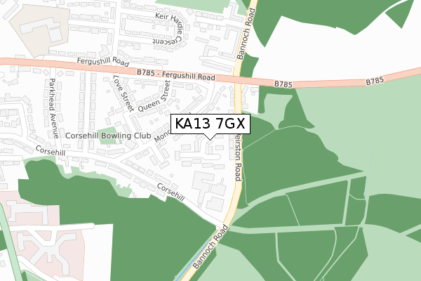 KA13 7GX map - large scale - OS Open Zoomstack (Ordnance Survey)