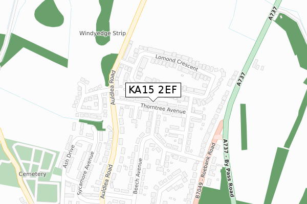 KA15 2EF map - large scale - OS Open Zoomstack (Ordnance Survey)
