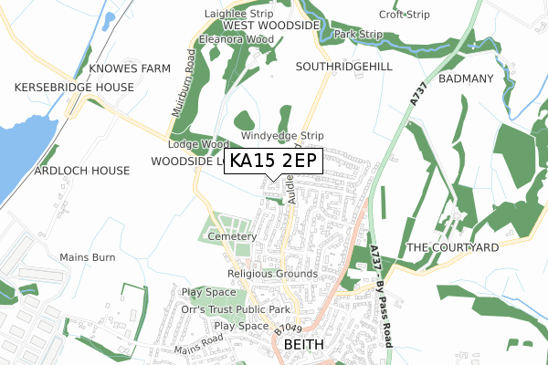 KA15 2EP map - small scale - OS Open Zoomstack (Ordnance Survey)