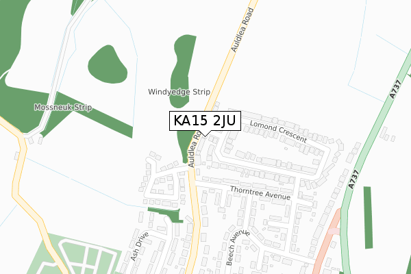 KA15 2JU map - large scale - OS Open Zoomstack (Ordnance Survey)