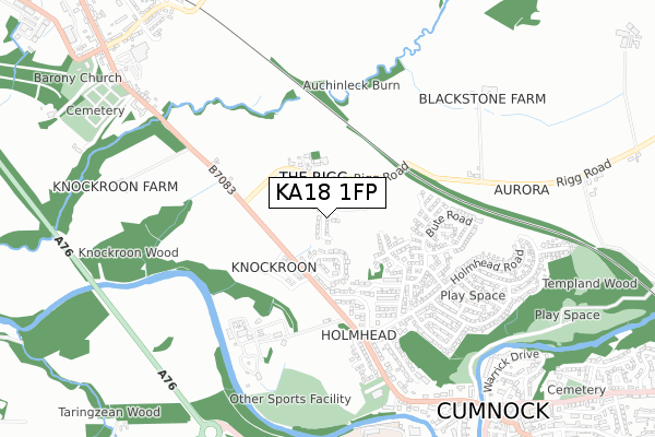 KA18 1FP map - small scale - OS Open Zoomstack (Ordnance Survey)
