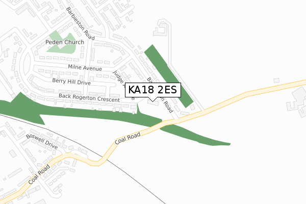 KA18 2ES map - large scale - OS Open Zoomstack (Ordnance Survey)