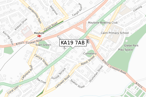 KA19 7AB map - large scale - OS Open Zoomstack (Ordnance Survey)