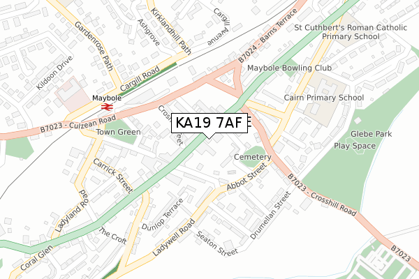 KA19 7AF map - large scale - OS Open Zoomstack (Ordnance Survey)