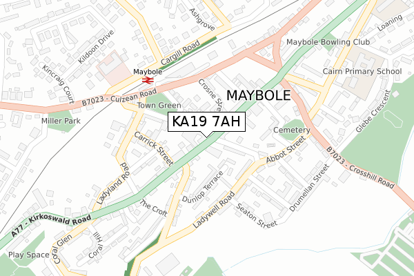 KA19 7AH map - large scale - OS Open Zoomstack (Ordnance Survey) KA19 7AH map - large scale - OS Open Zoomstack (Ordnance Survey)