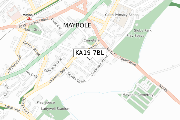 KA19 7BL map - large scale - OS Open Zoomstack (Ordnance Survey)