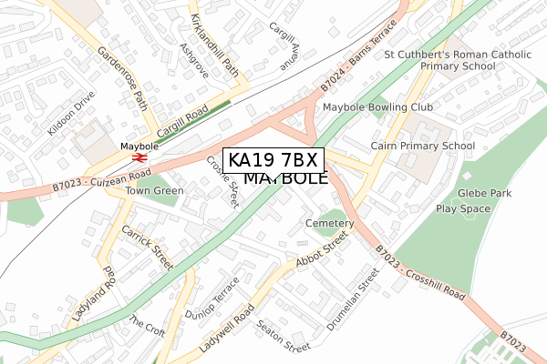 KA19 7BX map - large scale - OS Open Zoomstack (Ordnance Survey)