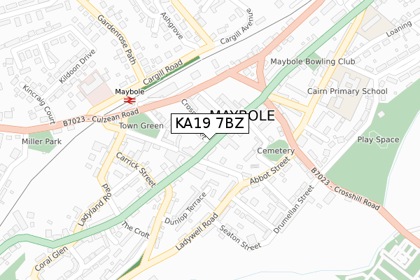 KA19 7BZ map - large scale - OS Open Zoomstack (Ordnance Survey)