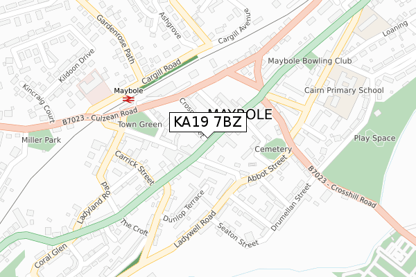 KA19 7BZ map - large scale - OS Open Zoomstack (Ordnance Survey) KA19 7BZ map - large scale - OS Open Zoomstack (Ordnance Survey)