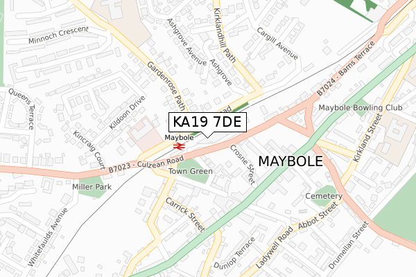 KA19 7DE map - large scale - OS Open Zoomstack (Ordnance Survey)