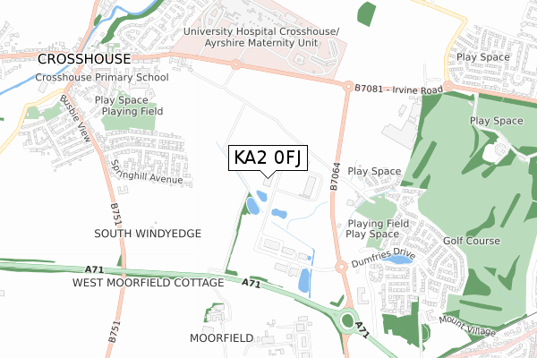KA2 0FJ map - small scale - OS Open Zoomstack (Ordnance Survey)