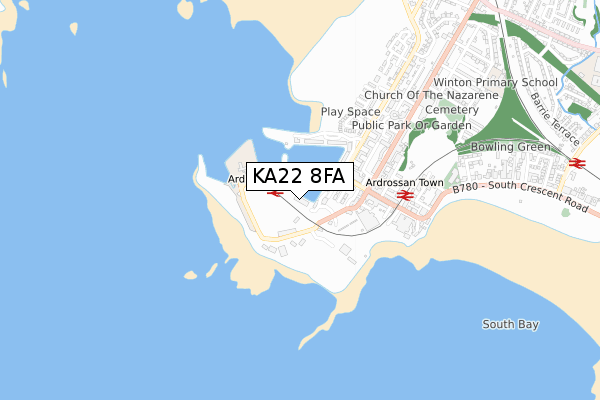 KA22 8FA map - small scale - OS Open Zoomstack (Ordnance Survey)