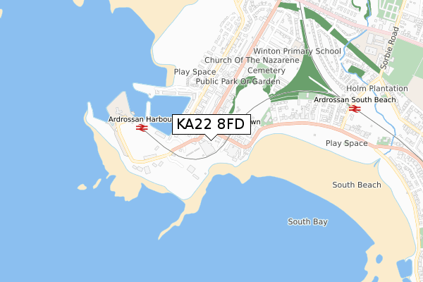 KA22 8FD map - small scale - OS Open Zoomstack (Ordnance Survey)