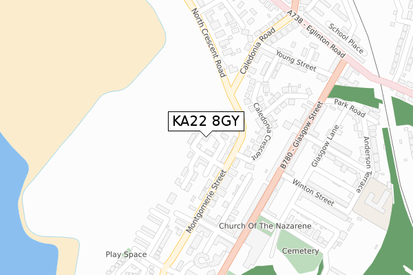 KA22 8GY map - large scale - OS Open Zoomstack (Ordnance Survey)