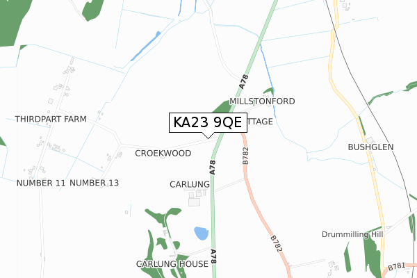 KA23 9QE map - small scale - OS Open Zoomstack (Ordnance Survey)