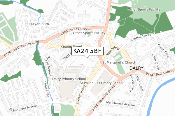 KA24 5BF map - large scale - OS Open Zoomstack (Ordnance Survey) KA24 5BF map - large scale - OS Open Zoomstack (Ordnance Survey)