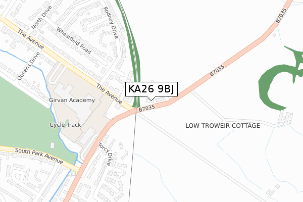KA26 9BJ map - large scale - OS Open Zoomstack (Ordnance Survey)
