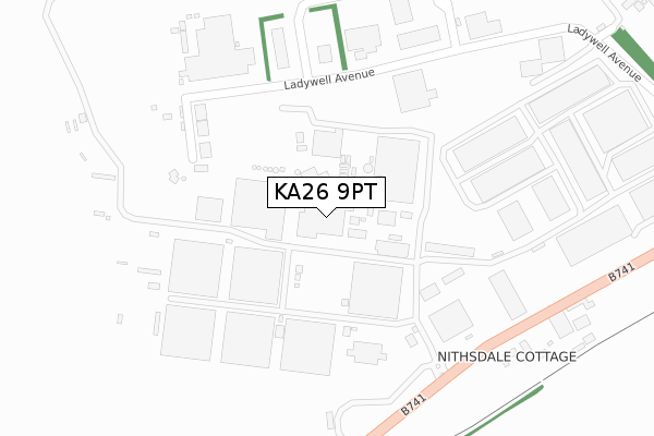 KA26 9PT map - large scale - OS Open Zoomstack (Ordnance Survey)