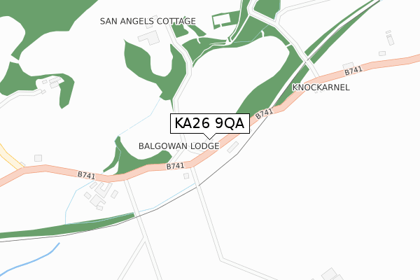 KA26 9QA map - large scale - OS Open Zoomstack (Ordnance Survey)