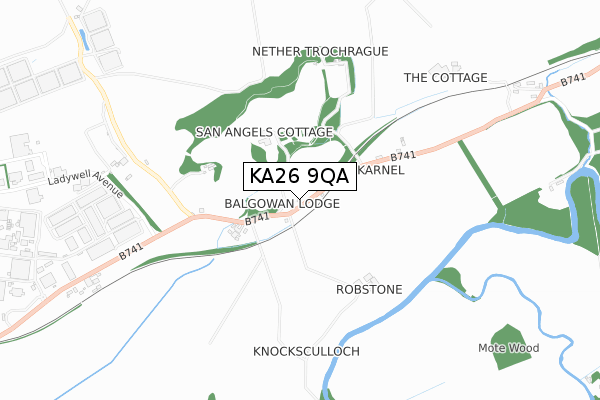 KA26 9QA map - small scale - OS Open Zoomstack (Ordnance Survey) KA26 9QA map - small scale - OS Open Zoomstack (Ordnance Survey)