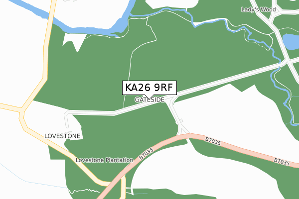 KA26 9RF map - large scale - OS Open Zoomstack (Ordnance Survey)