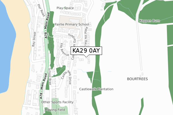 KA29 0AY map - large scale - OS Open Zoomstack (Ordnance Survey)